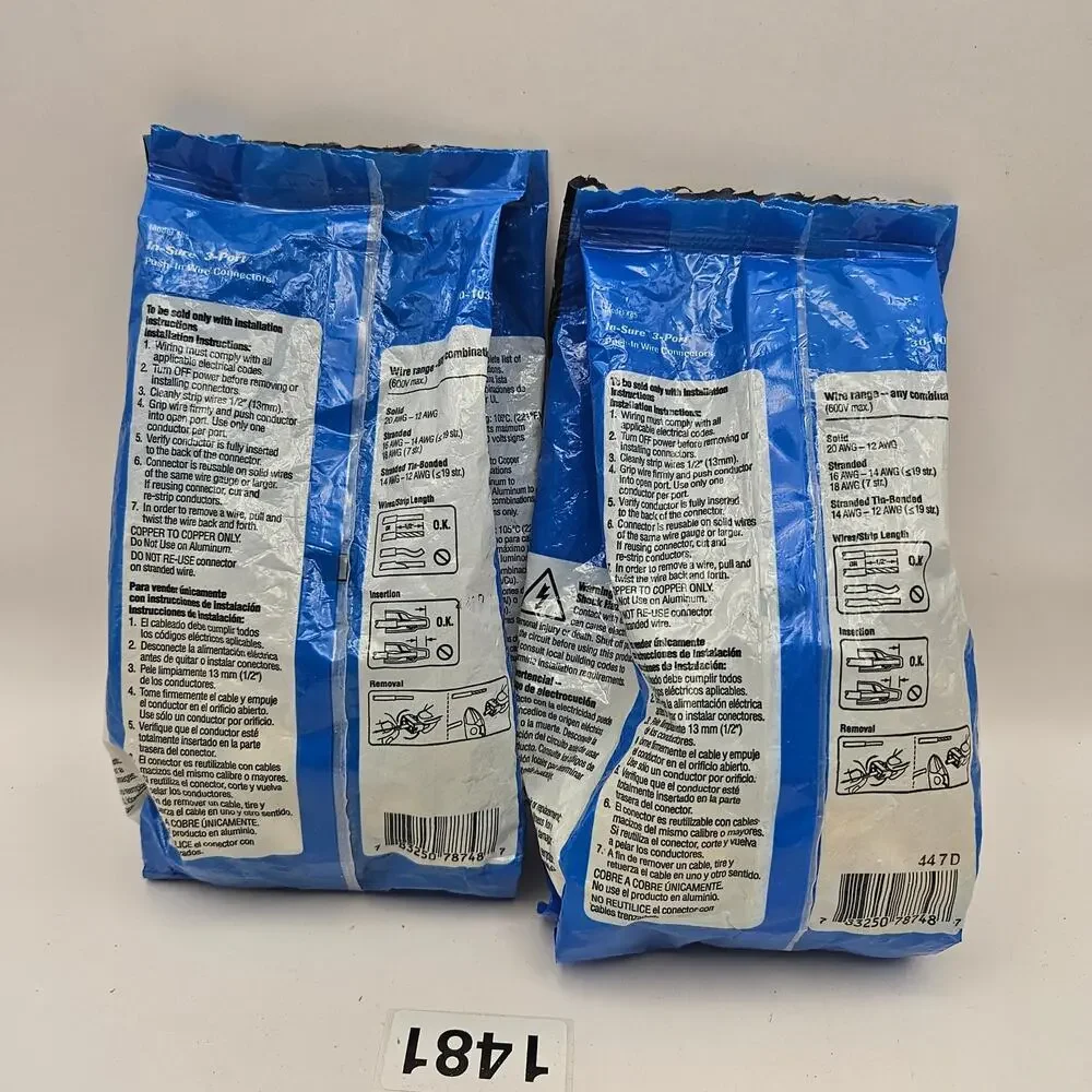 IN-SURE PUSH IN WIRE CONNECTORS 3-PORT #20-#12GAUGE/CALIBRADOR 145PCS